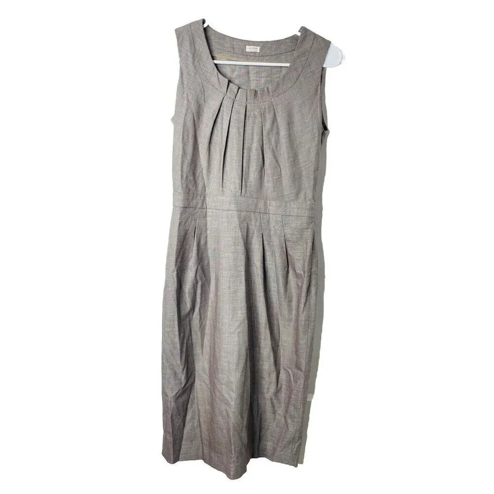 Agnona Dress Midi 42 Wool Silk Sheath Pleated Professional Classic Italian Made